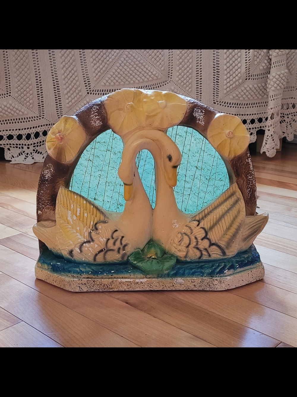 1950s Vintage Swan TV Lamp Light-Up Chalkware Table Lamp Mid Century Retro Decor
